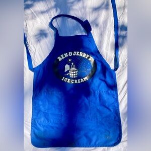 Blue Ben & Jerry's Ice Cream Apron Vtg early 1990s Vermont churning pockets